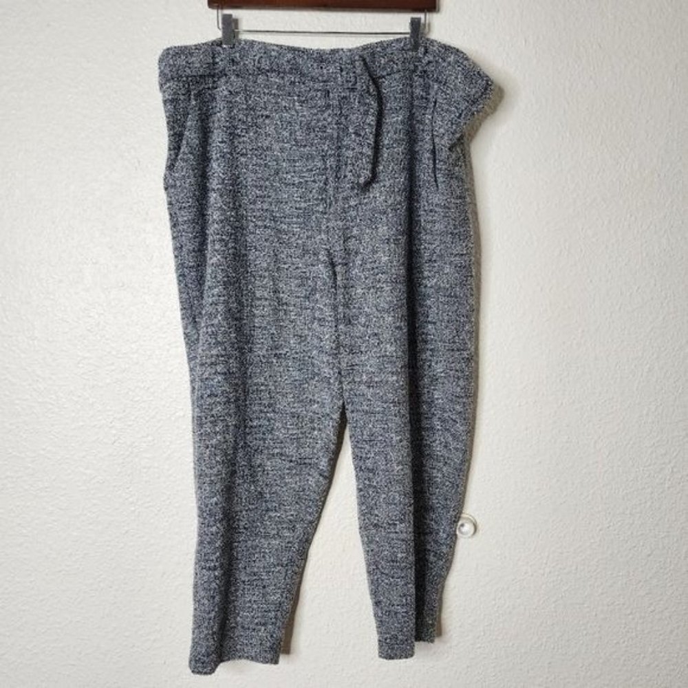 Torrid Boucle Knit Belted Trouser Pants Black White Women's Plus Size 24 NWOT